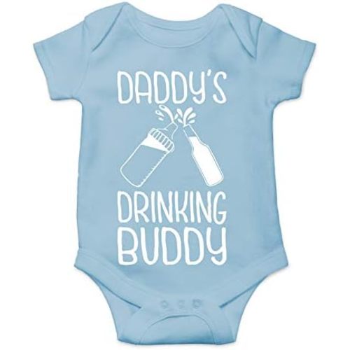 Belle Homie Daddy's Drinking Buddy - Funny Baby Essentials Bodysuit - Infants Outfit Newborn Unisex Rompers