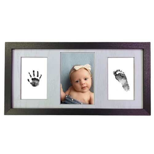 Baby Handprint and Footprint Picture Frame Kit - Safe No Mess Inkless Pad - Baby Shower New Mom Gift Newborn