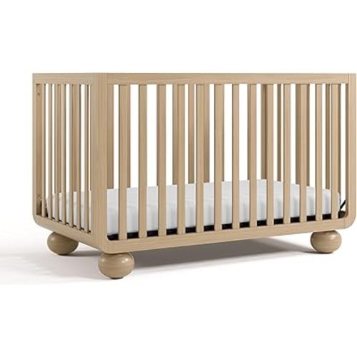 Storkcraft Amalfi 5-in-1 Convertible Crib with Toddler Guardrail (Driftwood) – GREENGUARD Gold Certified, Toddler Bed Conversion Kit Included, Fits Standard Crib Mattress, Converts to Full Bed