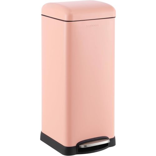 happimess HPM1007J Betty Retro 8-Gallon Step-Open Trash Can, Fingerprint Resistant, Modern, Minimalistic for Home, Kitchen, Laundry Room, Office, Bedroom, Bathroom, Flamingo Pink