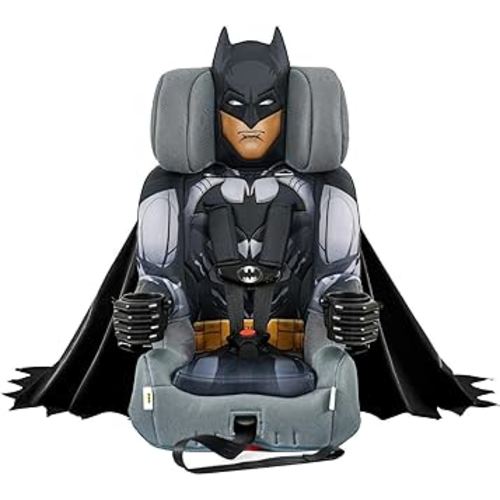 DC Comics Batman (Black) 2-in-1 Car Seat by KidsEmbrace | Forward-Facing Harness (26.5–65 lbs) & Booster Mode (40–100 lbs) | Latch | Premium Fit with Multi-Position Headrest, Harness & Recline