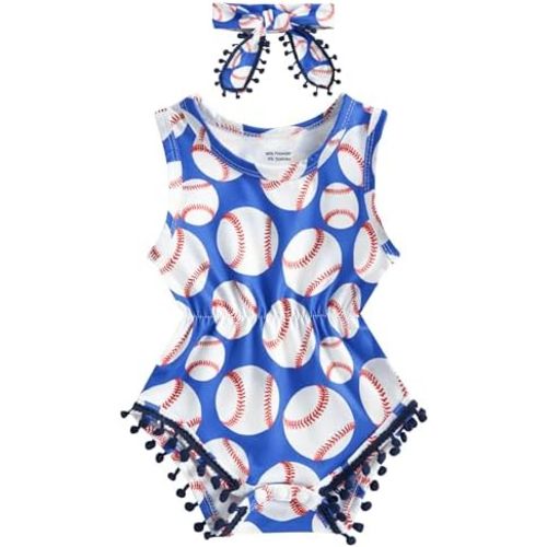 UNICOMIDEA Baby Girls Outfit Newborn Romper Jumpsuits Sleeveless One-Piece Clothes 0-24 Months Bodysuit with Headband