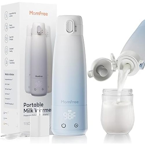 Portable Bottle Warmer for Breastmilk: Baby Milk Warmer with Smart Touch LED Temperature Control | Food-Grade Cordless On The Go Heating Bottle - 5 Mins Quick Milk Heating & Water 12 Ounces