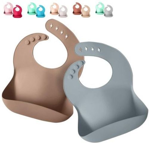 Sperric Silicone Baby Bibs - Soft Silicone Bib With Food Catcher And Waterproof Material - Adjustable Fit For Baby And Toddler (green/blue)
