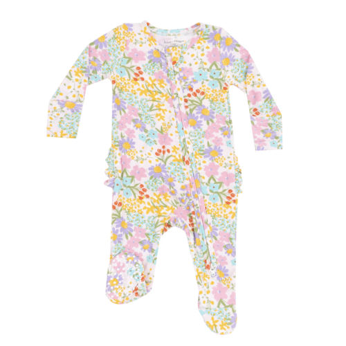 2 Way Zipper Ruffle Back Footie- Amelia Floral – Angel Dear