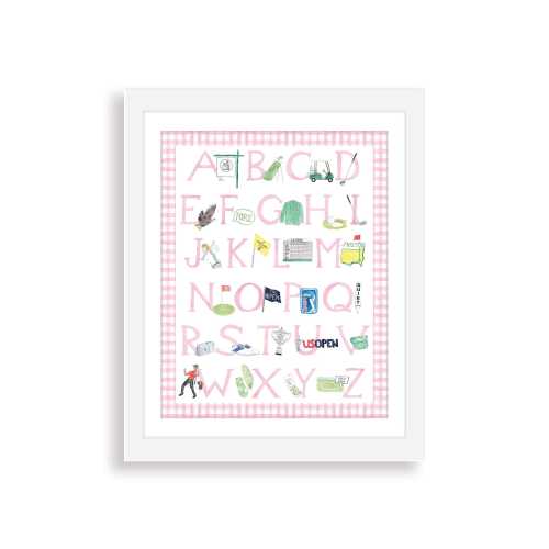 Pink Golf Alphabet Watercolor Nursery Wall Art Print | Golf Nursery Decor | Girl Golf Wall Art | Nursery Alphabet Art Print | Girl Golf Gift
