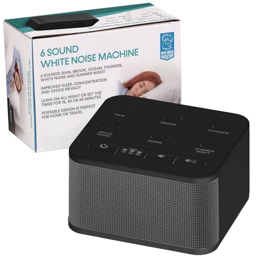 Big Red Rooster Sound Machine with 6 Sleep Sounds - Portable White Noise Machine for Office Privacy and Adults Sleeping - Compact Noise Sound Machine for Travel or Home - Dual Power Options - Black