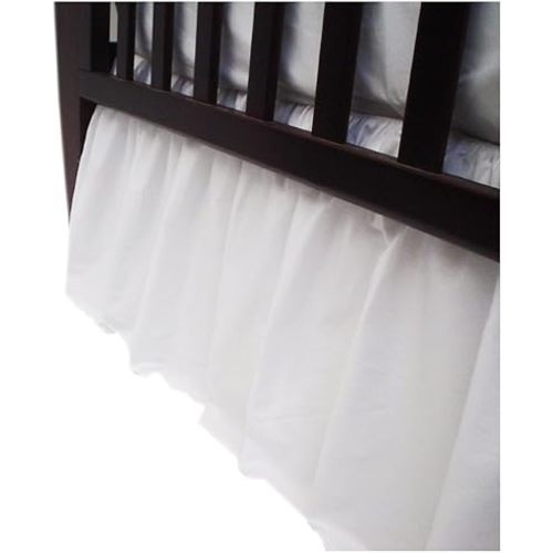 American Baby Company 100% Natural Cotton Percale Ruffled Crib Skirt, White, 52"L x 28"W + 13.5"