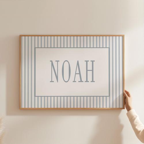 Personalized Vintage Soft Blue Nursery print boy nursery pastel blue art custom nursery Printed and shipped on high archival paper BSN1-A1