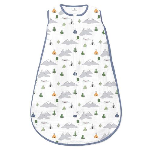 Amazing Baby Cotton Muslin Sleeping Sack, For Baby Boy or Girl, Wearable Blanket with 2-way Zipper, Outdoor Adventure, Denim, Medium (6-12 Month)
