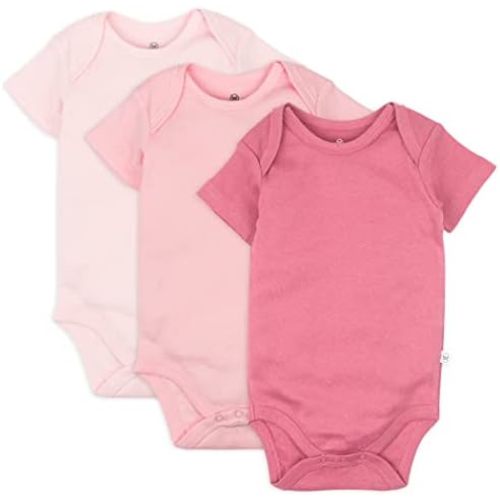 HonestBaby Unisex Baby 3-Pack Short Sleeve Bodysuits One-piece 100% Organic Cotton for Infant Baby Boys, Girls