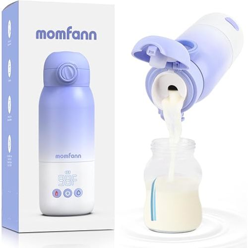 Portable Bottle Warmer for Travel, Dual Heating Modes Baby Milk Warmer On The Go for Breastmilk, Water and Formula, Precise Temperature Control with 5 Levels, Long-Lasting Battery (Purple)