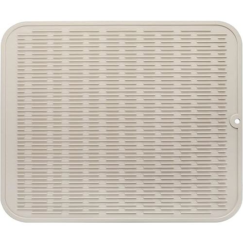 Silicone Dish Drying Mat for Multiple Usage,Easy clean,Eco-friendly,Heat-resistant Silicone Mat for Kitchen Counter or Sink,Refrigerator or Drawer Liner Tapioca XL 18 inches x 16 inches