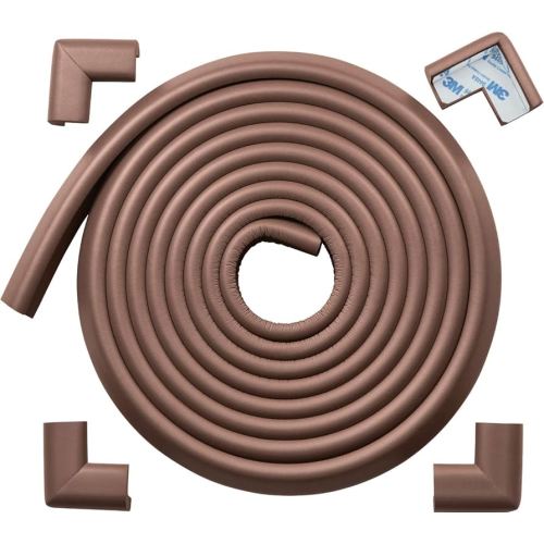 Roving Cove HeftyFit Edge Corner Protector Baby Proofing (Large 15ft Edge 4 Corners), Heavy-Duty, Soft NBR Rubber Foam, Furniture Fireplace Safety Bumper Guard, 3M Adhesive, Coffee Brown