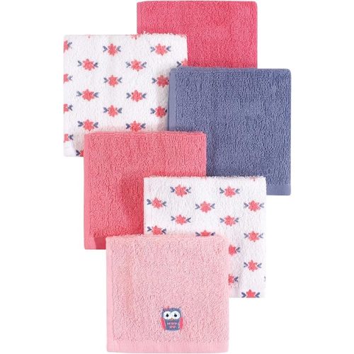 Hudson Baby Unisex Baby Super Soft Cotton Washcloths, Girl Owl, One Size