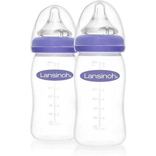 Lansinoh Momma Breastmilk Feeding Bottle with NaturalWave Nipple, 8 Ounce, BPA (Pack of 2) (2)