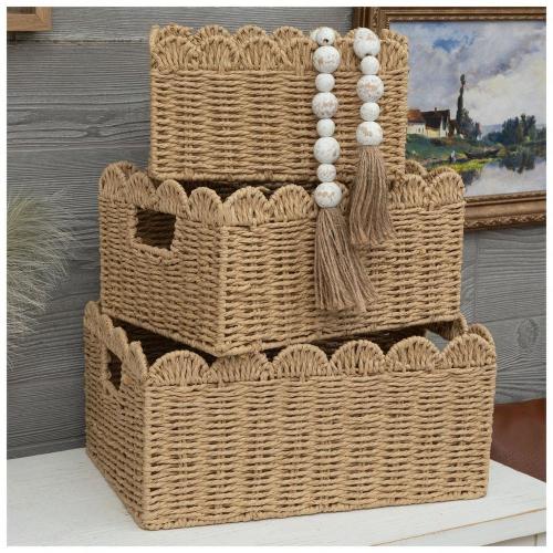 Woven Scalloped Basket Set