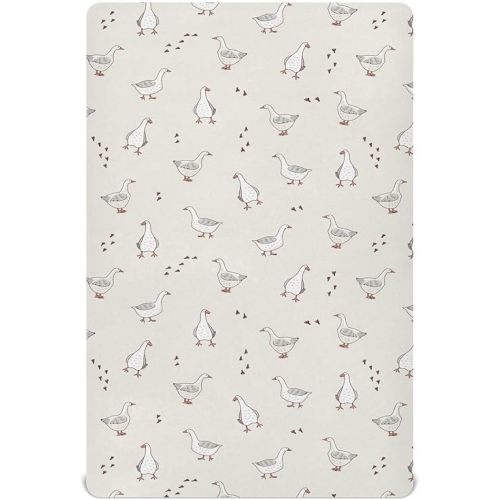 Goose Farm Animals Crib Sheets for Boys Girls - Portable Microfiber Fitted Crib Sheet for Standard Crib and Toddler Mattress, Soft & Breathable, 28x52 Inch