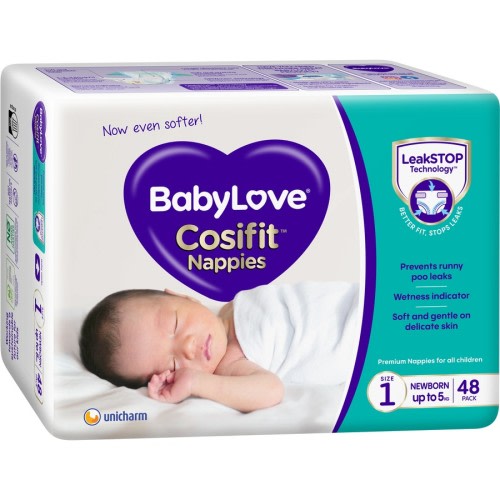BabyLove Cosifit Newborn Nappies Size 1 (up to 5kg) 48 Pack