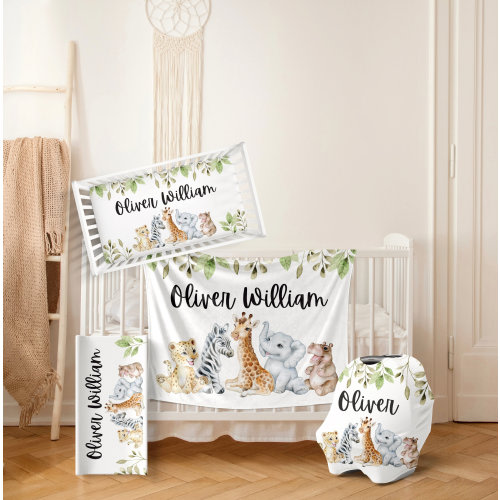 Safari Crib Bedding Set Safari Nursery Animal Baby Bedding Set Jungle Crib Sheet Baby Boy Bedding Crib Bedding Personalized Baby Shower Gift
