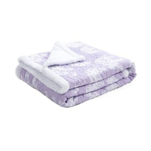 50"x60" Single Kids' Elephant Parade Faux Shearling Throw Purple - Lush Décor: Microfiber Blanket, Animal Print Decor