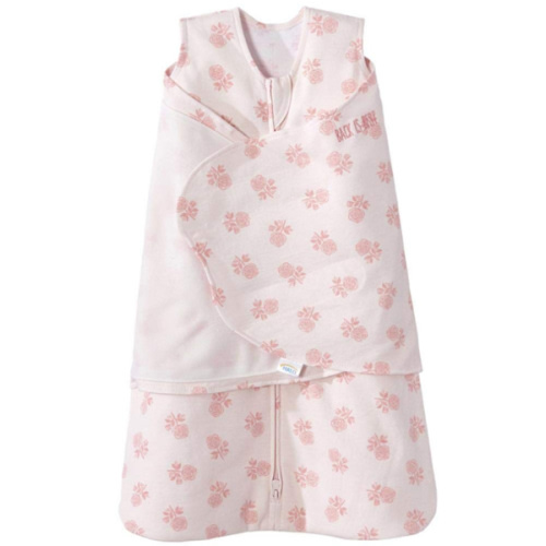 HALO 100% Cotton Sleepsack Swaddle, 3-Way Adjustable Wearable Blanket, TOG 1.5, Watercolor Rose Toss Blush, Small, 3-6 Months