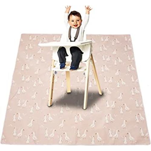 Splat Mat for Under High Chair/Arts/Crafts, Washable Baby Spill Mat Waterproof Anti-Slip Floor Splash Mat, Portable Baby Play Mat and Table Cloth (Goose, 43"x 43")