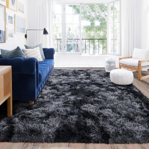 LOVEVOOK Dark Grey Area Rugs for Bedroom, Non-Slip Fluffy Soft Shag Carpet, Living Room Plush Rug for Home Dorm Decor Aesthetic 5x7 Feet