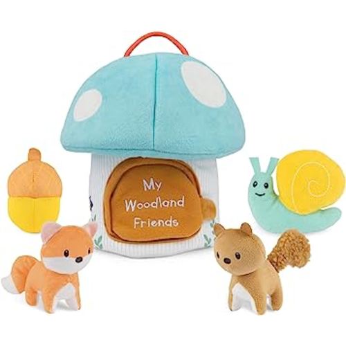 Baby GUND Play Soft My Woodland Friends 5-Piece Plush Playset with Rattle, Squeaker & Crinkle Plush Toys, Sensory Toy for Babies & Newborns, 7.5”