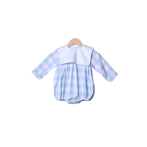 Blue Gingham Long Sleeve Bib Bubble