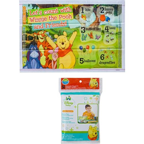 Disney Winnie The Pooh Table Topper Disposable Stick-on Placements in Reusable Package, 50 Count, Basic (10165)