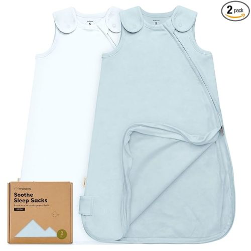 2-Pack Organic Baby Sleep Sacks, 100% Cotton - Soft & Breathable 0.5TOG Baby Wearable Blanket, Toddler Sleeping Sack 0-6 Months, Easy to Wear Transitional Swaddles for Newborns, Infants (Glacier, S)