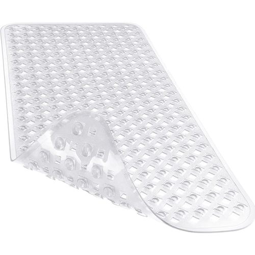 Yimobra Bathtub Mat Non Slip, 34.5x15.5 Inch Long Shower Mat with Drain Holes Suction Cups, Bath Mats for Inside Shower, Machine Washable, BPA, Latex, Phthalate Free, Clear