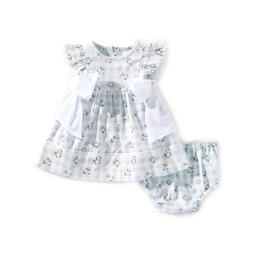Edgehill Collection Baby Girls 3-12 Month Side-Tie Sleeveless Gingham Floral Dress