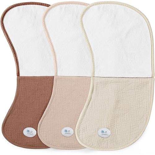Muslin Burp Cloths Sets - Large Cotton Burping Cloth Super Soft and Absorbent for Baby Boys and Girls 6pack (Brown)