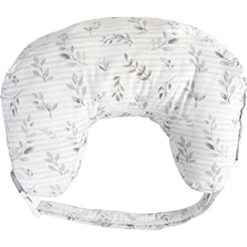 Boppy Nursing Pillow Best Latch, Gray Pennydot Leaf Stripe, Lactation Consultant Created, Firm Contoured and Plush Sides for Breastfeeding Options, Padded Belt, Plus Sized to Petite, Machine Washable