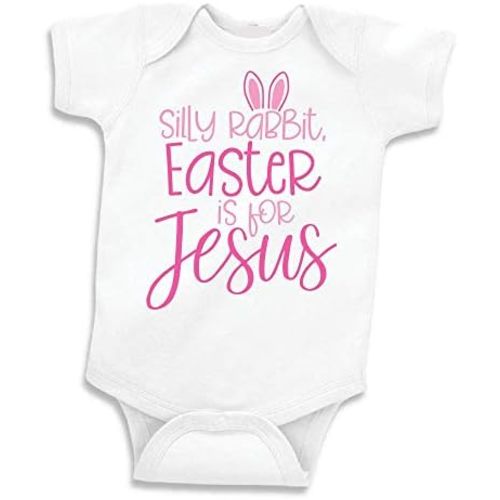Bump and Beyond Designs Infant and Baby Girl Silly Rabbit Easter is for Jesus Bodysuit