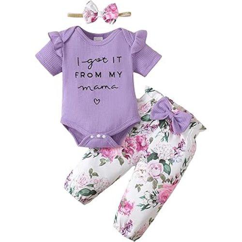 OLLUISNEO Newborn Baby Girl Clothes Infant Outifts Long Sleeve Romper Floral Pant Set Fall Winter Baby Girl Clothes