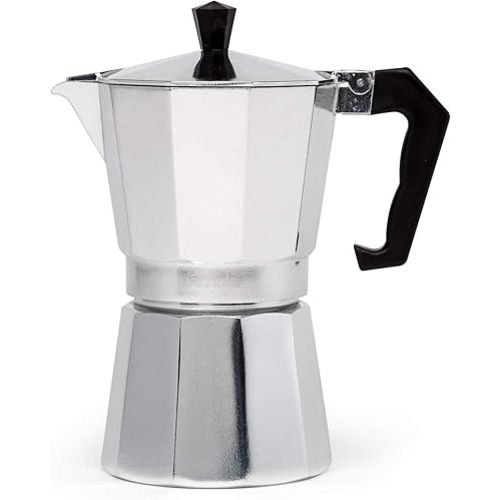 Primula Classic Stovetop Espresso and Coffee Maker, Moka Pot for Italian and Cuban Café Brewing, Greca Coffee Maker, Cafeteras, 6 Espresso Cups, Silver