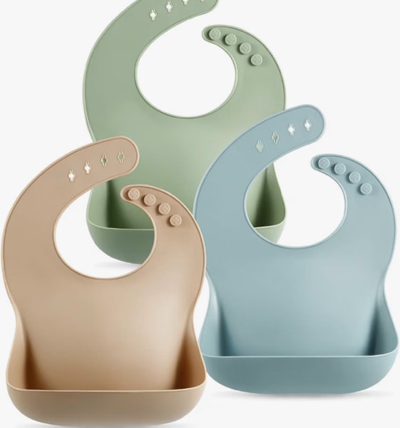 PandaEar Set of 3 Silicone Baby Bibs Waterproof, Soft, Unisex, 10-72 Months