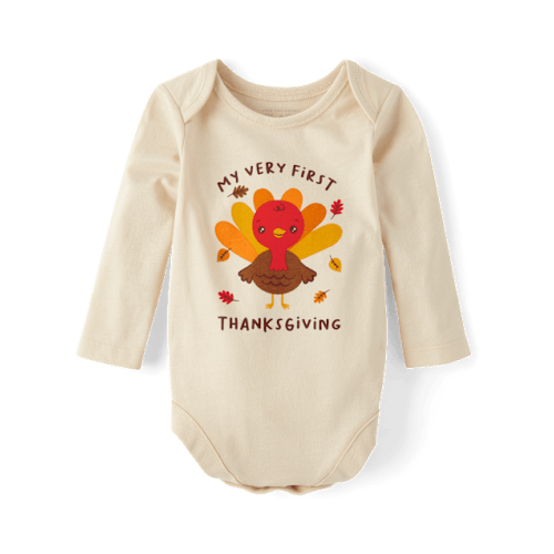 Baby First Thanksgiving Graphic Bodysuit - Brown