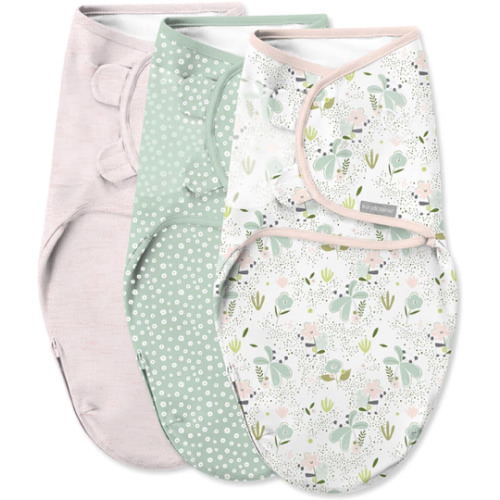 SwaddleMe by Ingenuity Easy Change Baby Swaddle in Size Small/Medium, 0-3 Months, 7-14 Pounds, 3-Pack with Easy Change Zipper - Peekaboo Panda