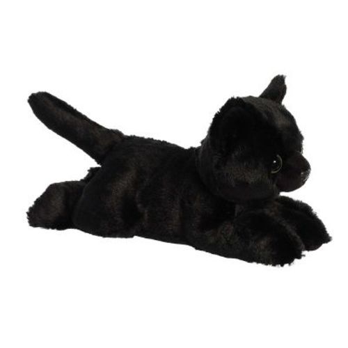 Aurora Small Twilight Cat Mini Flopsie Adorable Stuffed Animal Black 8"
