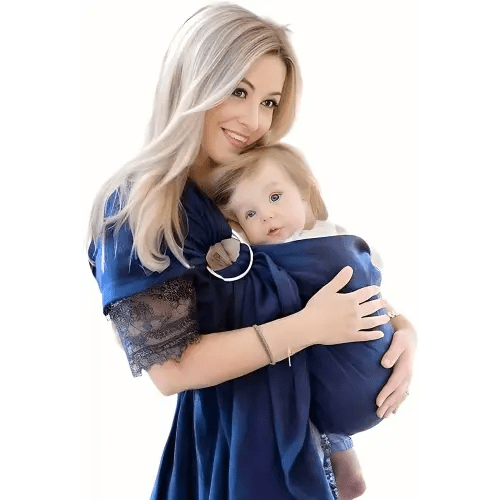 Cuddle'm Ring Sling Baby Carrier - Natural Cotton Front and Hip Baby Wrap Carrier for Infants and Toddlers 8-35 LB - Newborn Wrap Nursing Cover Baby Sling (Deep Ocean)