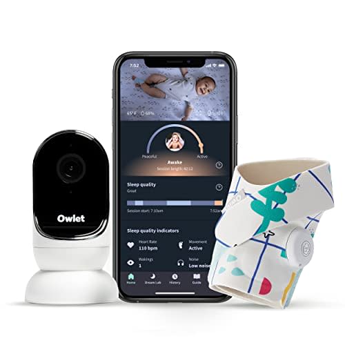 Owlet Dream Duo Smart Baby Monitor - Video Baby Monitor with HD Camera & Dream Sock: Only Baby Monitor to Track Heart Rate & Average Oxygen as Sleep Quality Indicators - Playtime