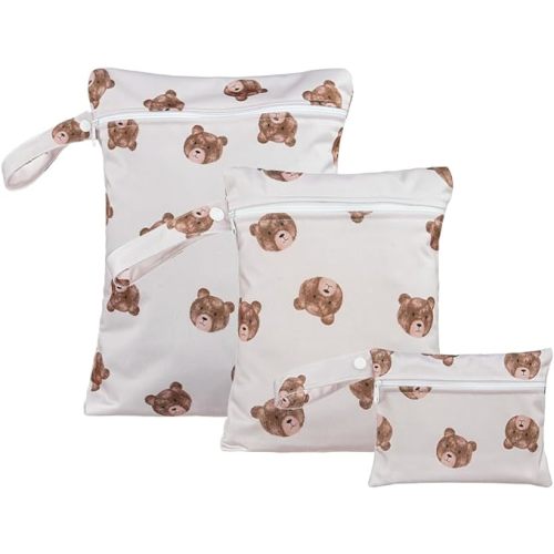 Happy Flute 3 Set Wet Bag Storage Bag Zipper Waterproof Washable Travel Bags, Beach, Pool, Gym Bag for Cloth Diaper, Swimsuits & Wet Clothes(HF01)