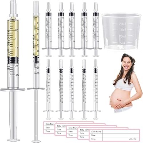 TrelaCo Colostrum Collector Kit Include Sterile Sealed Breast Milk Collector No Needle Colostrum Syringes Stickers 1 Measuring Cup Colostrum Collection for Breastmilk (50 Sets,3 Ml,1 ml)