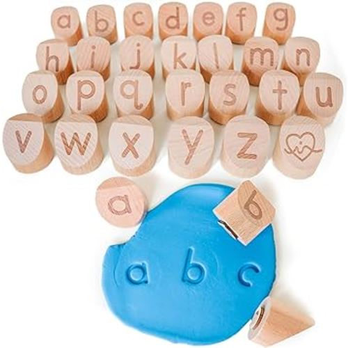 Alphabet Playdough Stamps for Kids - Lowercase Letter Stamp Set - ABC Toddler Clay Dough Stampers
