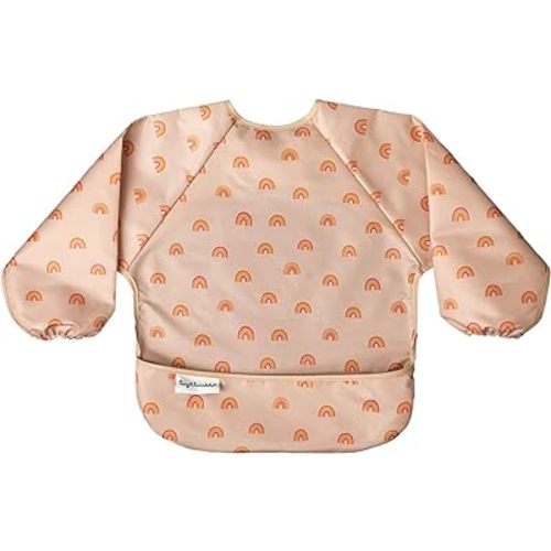 Tiny Twinkle Mess Proof Baby Bib|Waterproof Smock Bib for Eating,Machine Washable Full Sleeve with Pocket(Boho Rainbow, Large 2-4 Years)