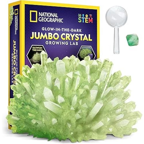 National Geographic Jumbo Crystal Growing Kit - Grow A Giant Glow in The Dark Crystal in a Few Days with This Science Kit, Crystals for Kids (Amazon Exclusive)